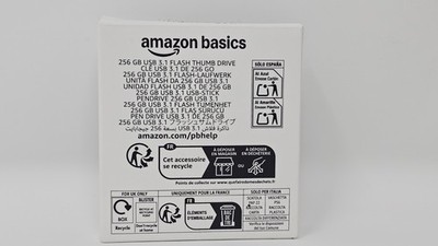 Amazon Basics USB 3.1 Flash Drive 256 GB up to 130MB/s Retractable - Black