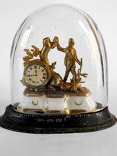 ANTIQUE MINIATURE CLOCK IN GLASS DOME - Dolls House Clock