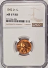1952 D Lincoln Wheat Cent Penny NGC MS-67 RD - Crooked Label - A936