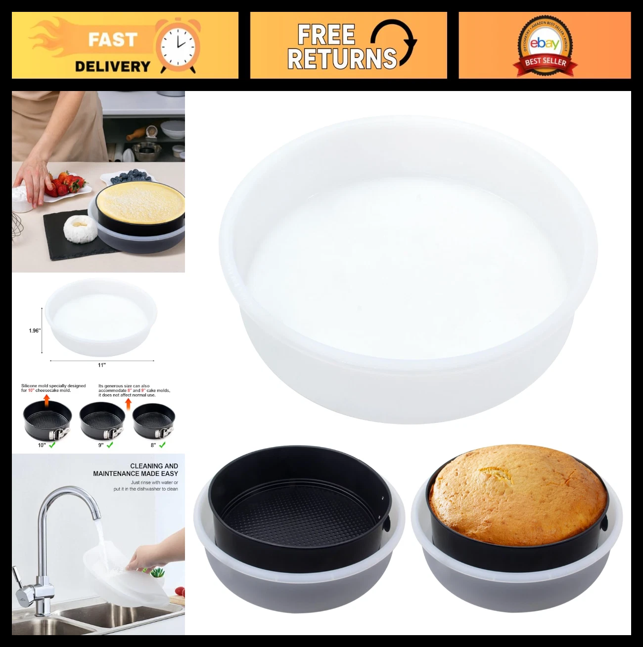 Springform Pan Set with Cake Protector, 10-Inch Round, Water-Resistant Accessori