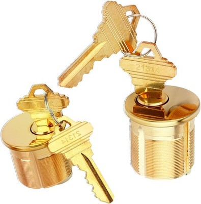 2PCS Brass Mortise Lock Cylinders 1'' SC Keyway Standard Commercial Door Lock