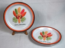 Pottery Barn Kids Set of 4 Melamine Plates Gobble Thanksgiving Turkey 8 1/2"