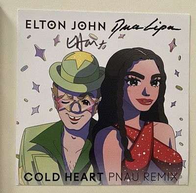  Elton John AND Dua Lipa Signed 'Cold Heart' insert - autographed