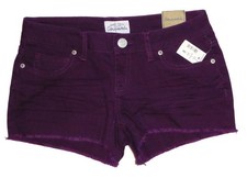 Nwt AEROPOSTALE Womens 1/2 Raw Hem 2" Aubergine CUT OFF DENIM SHORTS