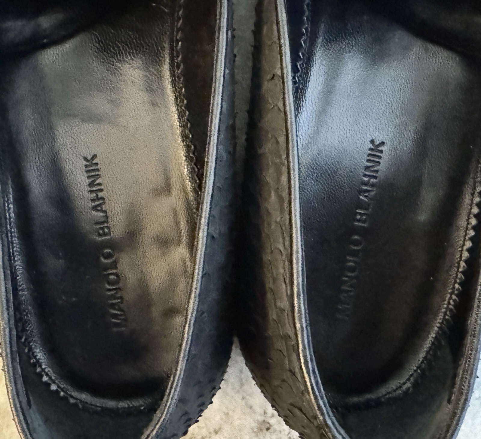 MANOLO BLAHNIK BLACK PYTHON SNAKE SKIN MARIO LOAF… - image 11