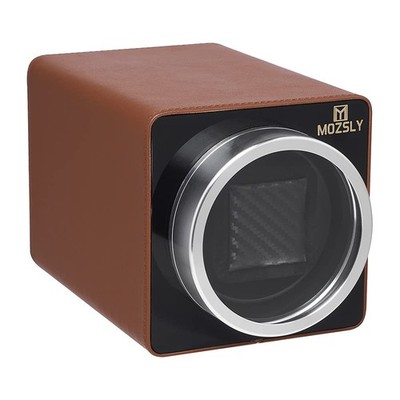 Mozsly Automatic Watch Winder With Silent Motor, Brown Leather