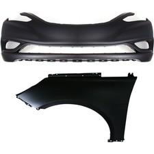 Front Bumper Cover Kit Includes Left Side Fender For 2011-2013 Hyundai Sonata