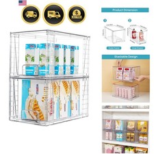 4 Pack Stackable Clear Pantry Storage Drawers, Large