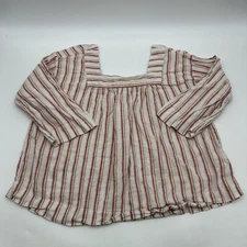Rachel Zoe 100% Linen Blouse Women M Striped Multicolor ..#36837
