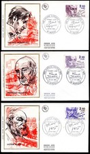 lot de 6 lettres PREMIER JOUR - écrivains célèbres n° 2355 / 2360 - année 1985
