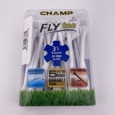 (2) Champ Plastic Fly Tee (3.25'', WHITE, 25pkx2) - 50 Golf Tees Total