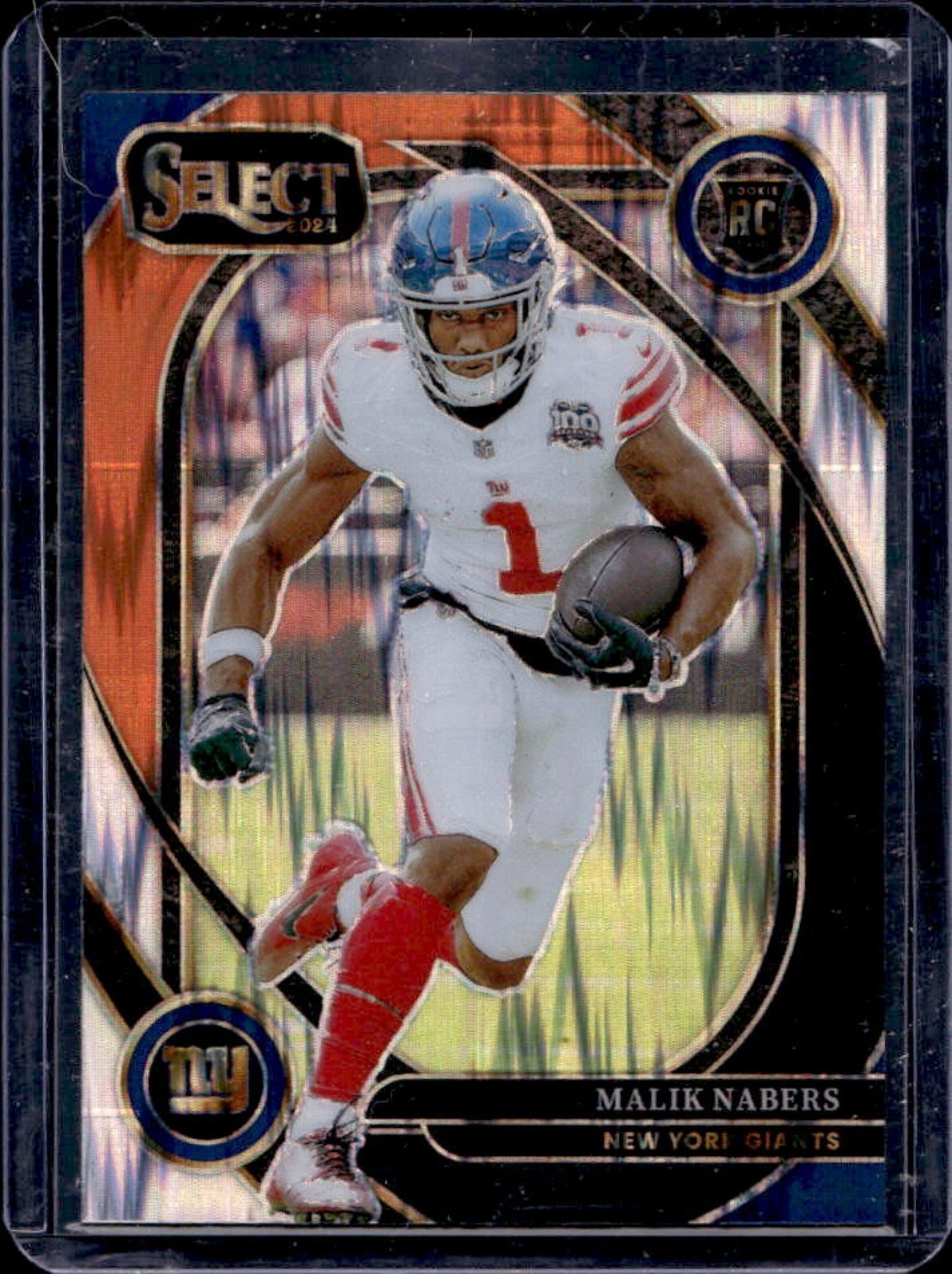 2024 Select Malik Nabers Club RC Black and Orange Prizm Shock #220 Giants