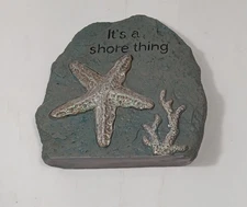 It's a Shore Thing Stone Decor with Starfish and Coral Accents 5.5 In x 6 In