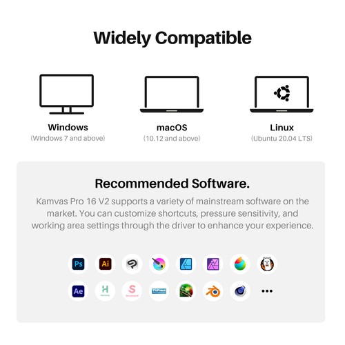 HUION Kamvas Pro 16 V2 15.6" Graphic Tablet 16K PenTech 4.0, Touch Bar & 6 Keys - Picture 8 of 9