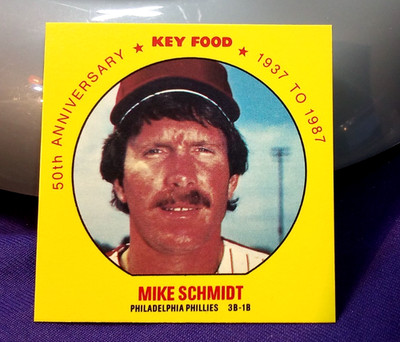 1987 KEY FOOD SUPER RARE UNCUT SQUARE PROOF NRMT-MT MSA   MIKE SCHMIDT