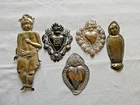 LOT OF 5 EX VOTO SACRED HEART P.G. GRACE RECEVIDED + BOY AND BABY HEALED