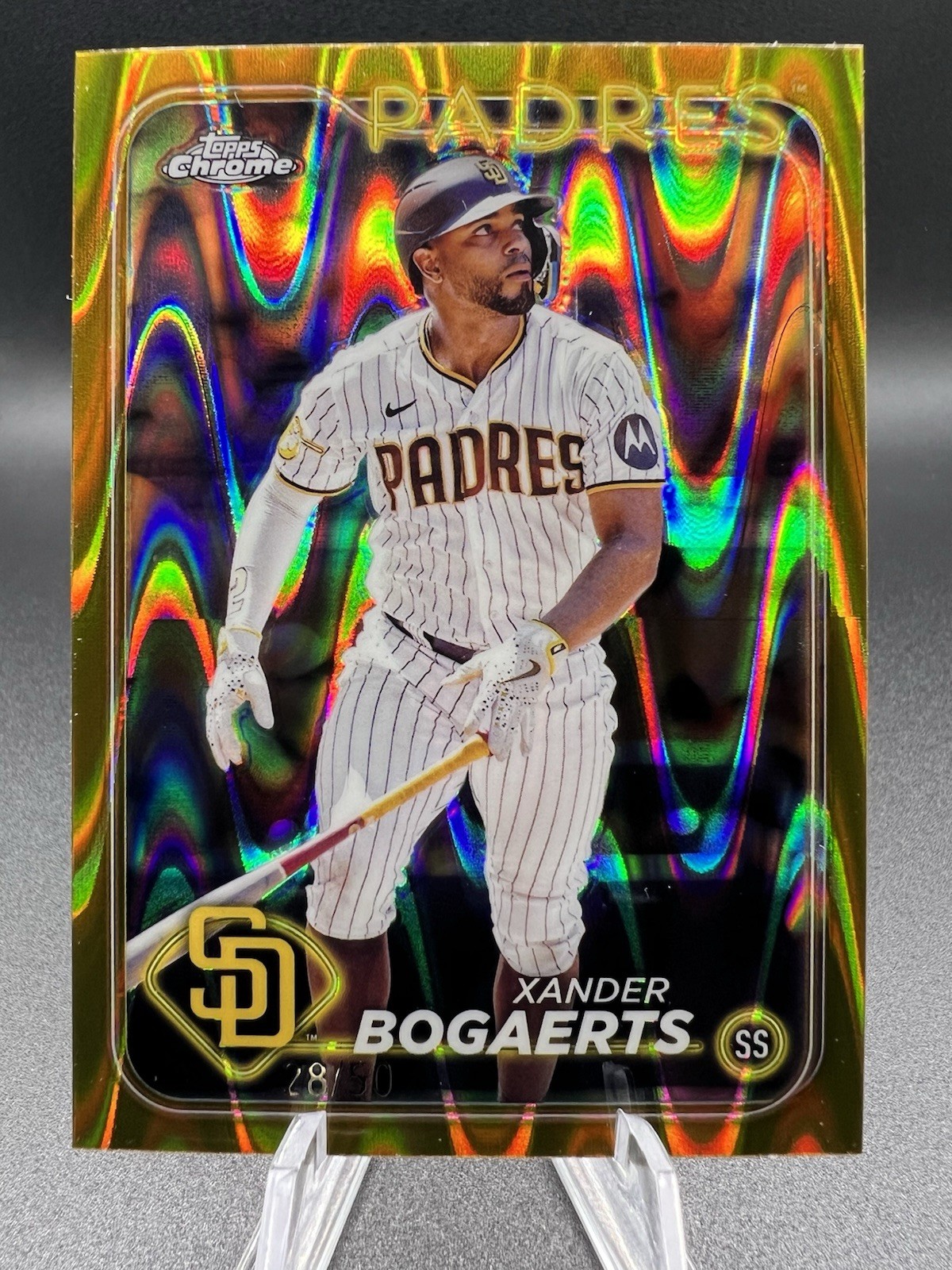 2024 Topps Chrome Xander Bogaerts Gold Raywave Refractor /50 Padres #32