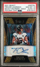2021 Select Signatures Prizm Trevor Lawrence Prizm Gold/10 PSA 10 Auto 10 Rookie