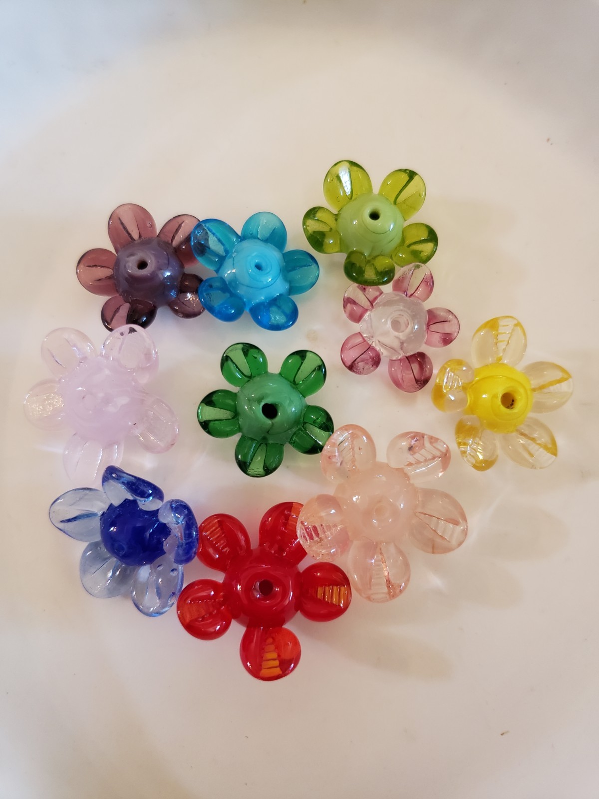Lampwork Flower Glass Beads Lot Od 10 PC (A6)