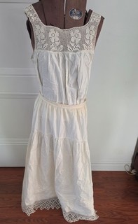 Victorian ivory corset cover and petticoat set crochet lace details