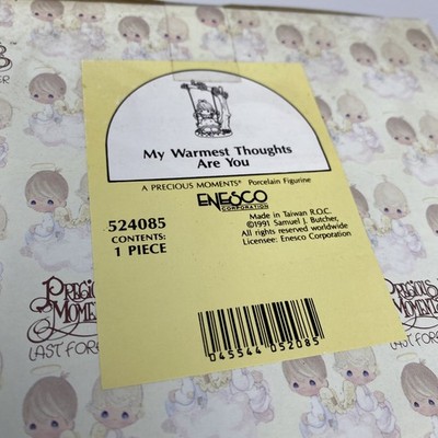 New 1991 Precious Moments ''My Warmest Thoughts Are You''  #524085 Girl Swinging