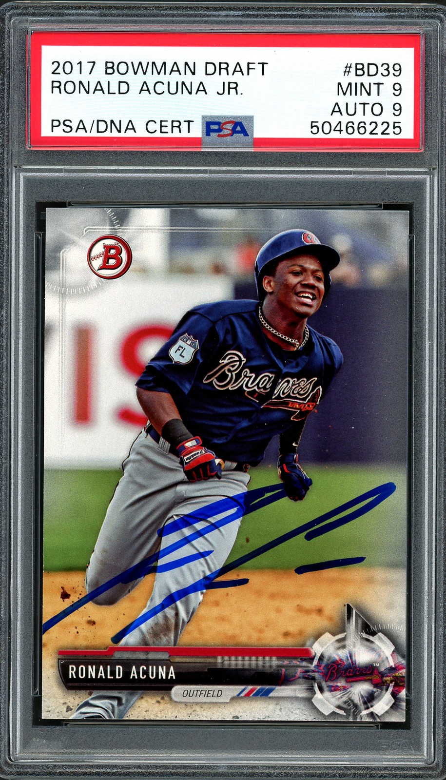 Ronald Acuna Jr. Auto 2017 Bowman Draft RC BD39 Braves PSA 9 Auto Mint 9 PSA/DNA
