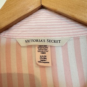 Victorias Secret Pink White Signature Stripe PJ Set 2 Piece Size Sm EUC
