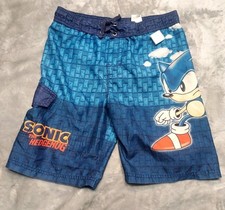 Boys Sonic The Hedgehog Swiming Trunks Shorts Medium Size 8 Pull Up Blue