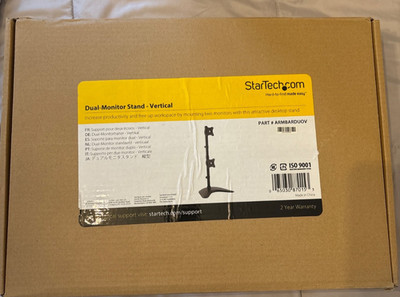 StarTech Dual Vertical Monitor Stand ~13 -27  Adjustable~ ARMBARDUOV~NIB
