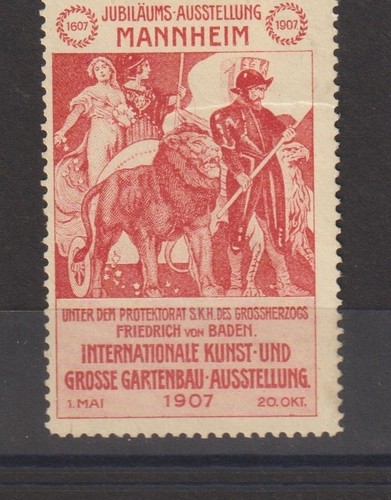 German Poster Stamp Mannheim 1907 Artist Garden etc - 第 1/1 張圖片
