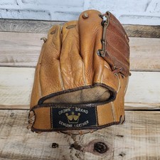 Vintage Crown Brand Genuine Cowhide Leather Baseball Glove
