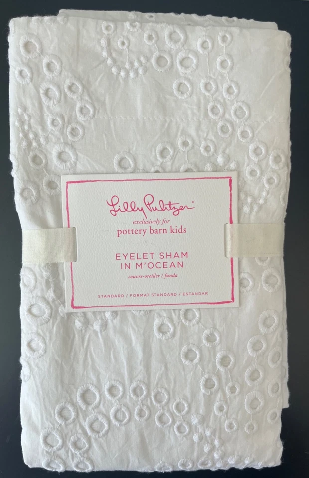 Pottery Barn Kids Lilly Pulitzer TWIN Size EYELET M'Ocean Duvet Cover & Sham NWT - Image 4 of 4