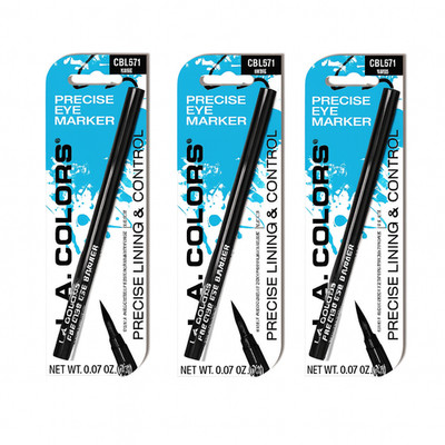 L.A COLORS PRECISE EYE MARKER LIQUID EYELINER CBLE671 BLACK SET OF  3
