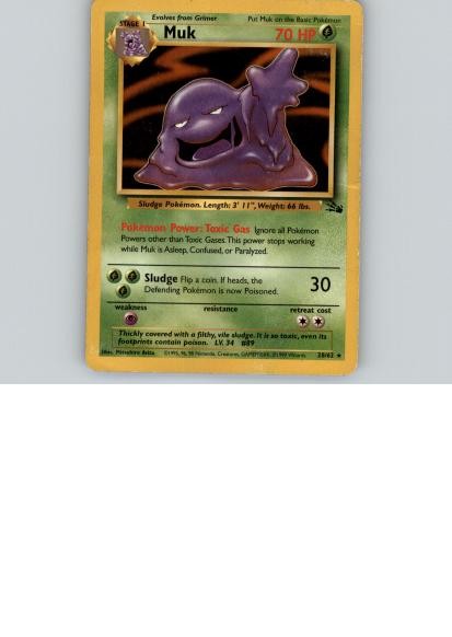 Muk 28/62 Rare Fossil Pokemon Unlimited Heavily Played