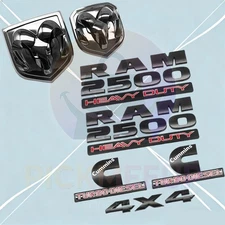 7Pcs EMBLEM Set For RAM 2500 HEAVY DUTY RAM HEAD Cummins Turbo Diesel 4X4 Badge