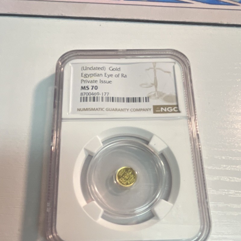 Undated Gold Egyptian Eye of Ra Private Issue Coin NGC MS 70