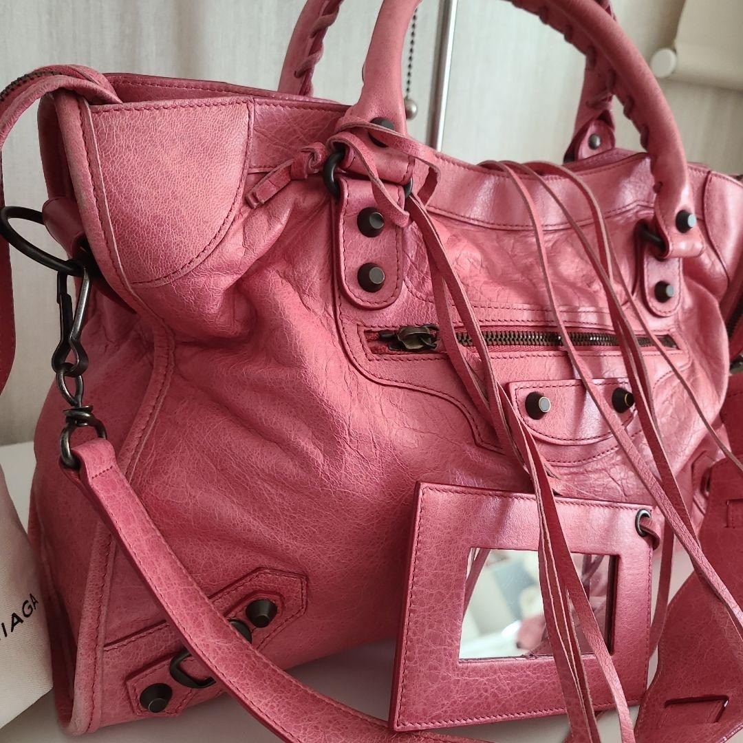 Balenciaga The City Bag 115748 Pink Leather 2Way Tote Shoulder Y2K thumbnail 4