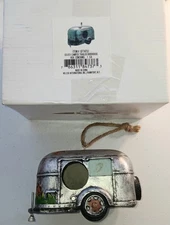 New Wilcor Silver Camper Trailer Hanging Birdhouse Hand Painted Unique Gift!