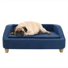 CRITTER SITTERS 36" Microfiber Blue Rectangular Elevated Dog Couch for Medium Do