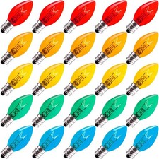 25 Pack C7 Christmas Replacement Light Bulbs, Transparent Blubs for C7 Christmas