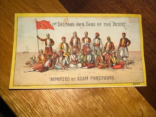 Adam Forepaugh Circus Trade Card Sultan Sons Desert Victorian Antique. T230