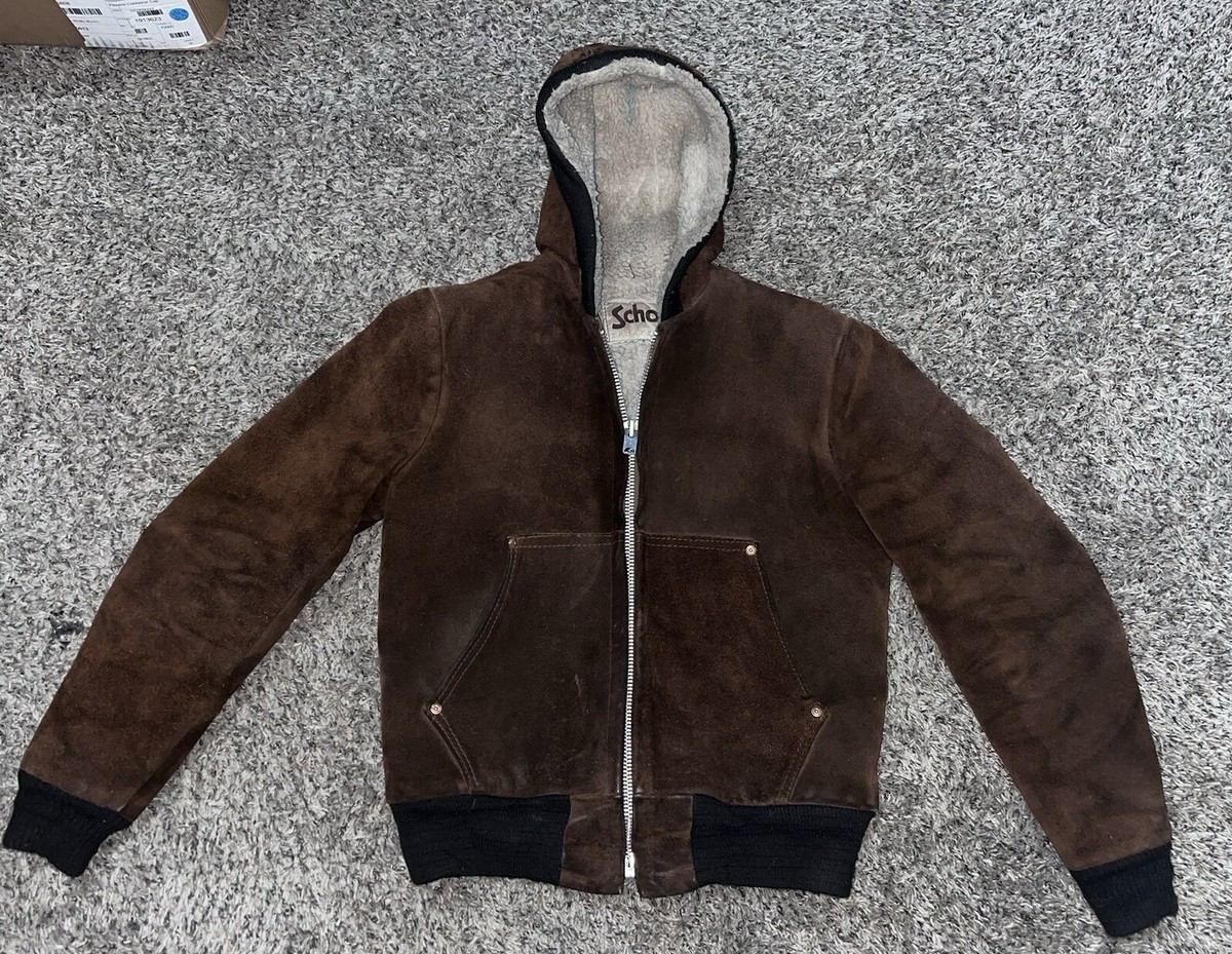 ジャケット・アウター 80s Schott suede leather bomber jkt Schott 80s Suede Leather Bomber Jacket MA-1 Style Vintage
