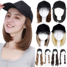 Full Head Women's Baseball Cap Hat Hair Hair Piece Long Short Curly Wavy Wig US