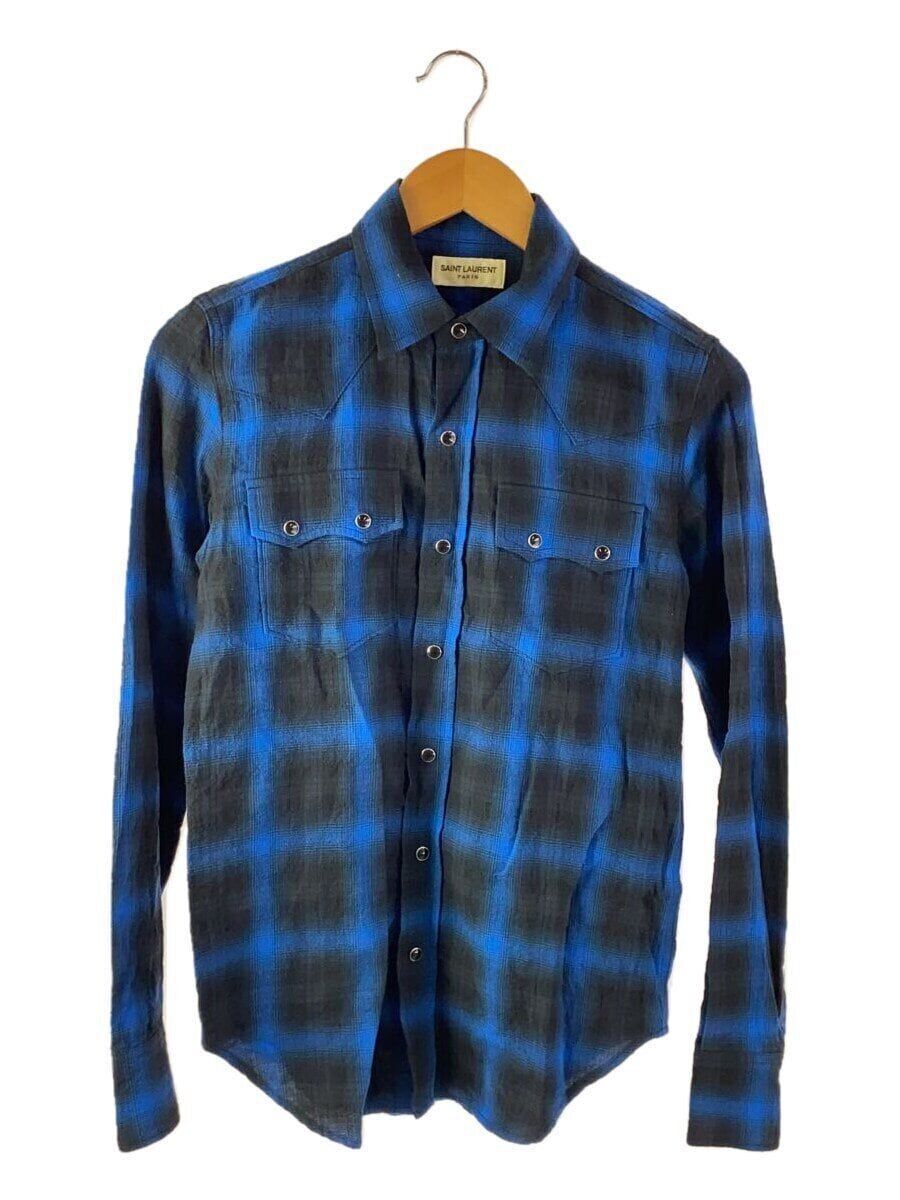 SAINT LAURENT camicia manica lunga western S cotone blu 551225 Y826L usata