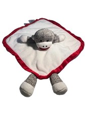 Baby Starters Sock Monkey Lovey Security Blanket Rattle Plush Satin Back 12x12