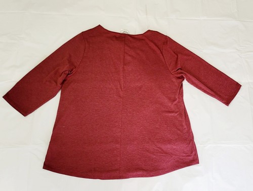 Late August Top Blouse Women's Size 1X Plus Sleeves 3/4 Burgundy V-Neck - Picture 7 of 7