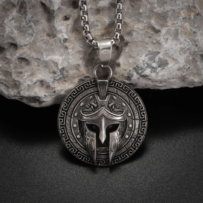 #ad #ad Spartan Warrior Medallion Necklace Jewelry Gothic Silvery Ancient Greek Pendant $15.98