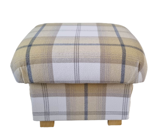 Storage Footstool Porter & Stone Balmoral Tartan Check Fabric Pouffe Ochre - Picture 25 of 55