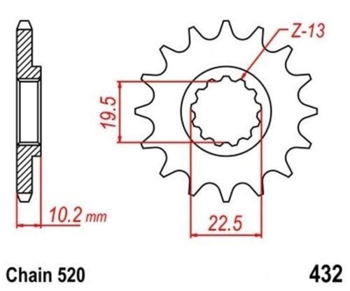 Pignon sortie boite avant 12 dents chaîne 520 Suzuki DR 350 SH