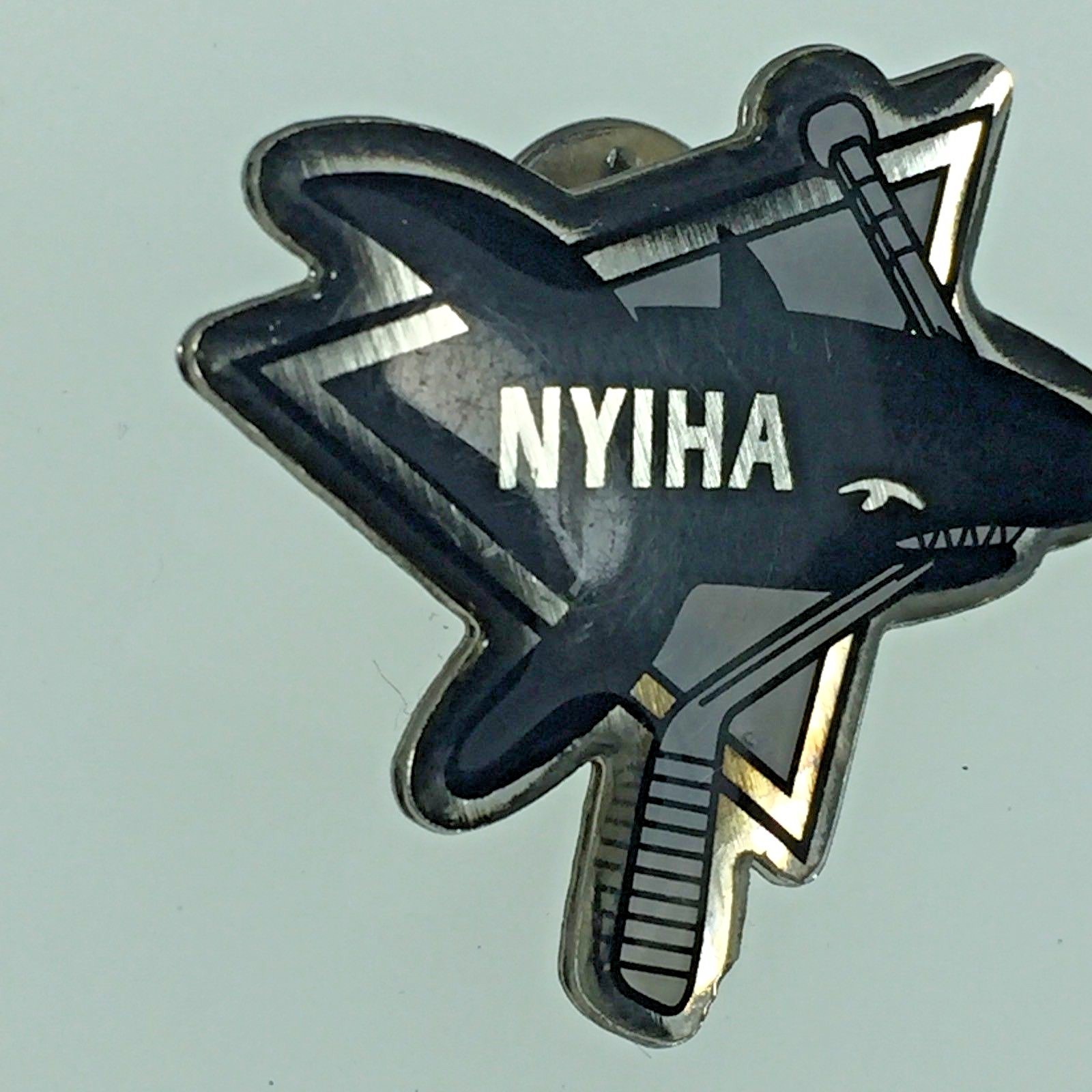 Vintage NYIHA New York International Hockey Assoc. Sharks Hockey Team Lapel Pin 